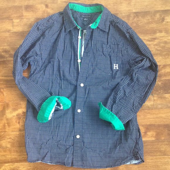 Tommy Hilfiger - Navy Polka Dot Button Down Shirt - Picture 3 of 12